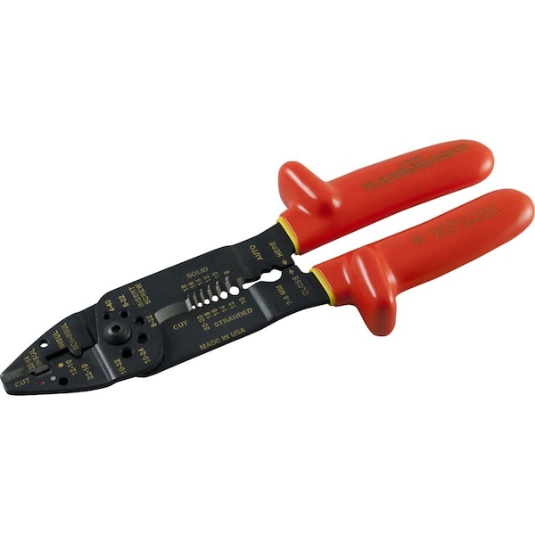Gray Tools Electrical 5 In 1 Pliers, 9-1/2"L, Stripper, Crimper & Bolt Cutter, 1000V - B121-I