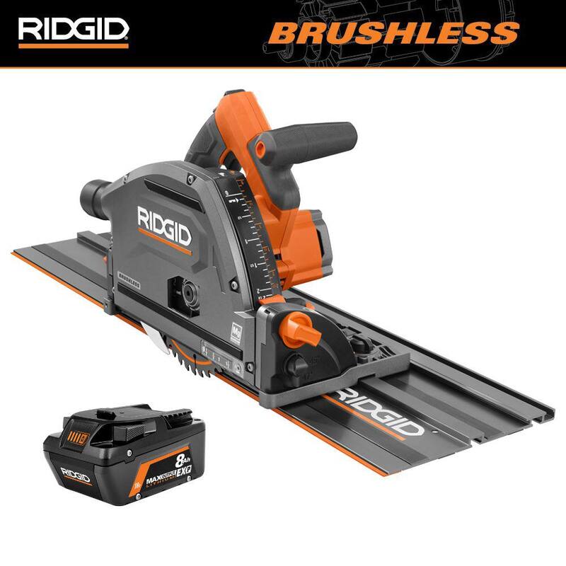 Sierra de riel inalámbrica RIDGID 18V Brushless de 6-1/2 pulgadas con batería de iones de litio 8.0 Ah MAX Output EXP - R48630B-AC840080