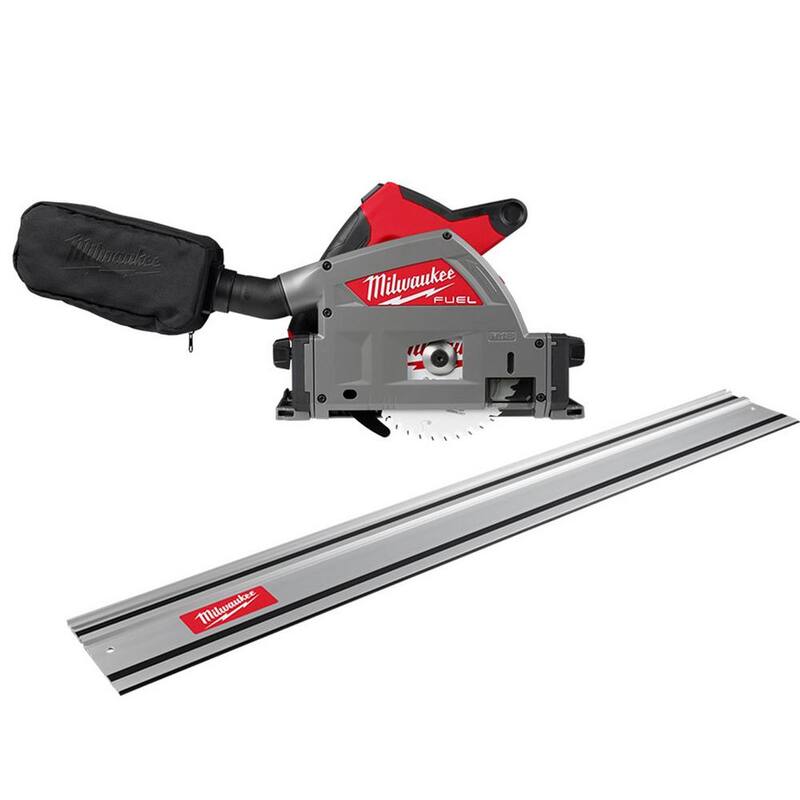Milwaukee M18 FUEL 18V Sierra circular de inmersión sin cable de iones de litio de 6-1/2 pulgadas con guía de riel de sierra de 55 pulgadas - 2831-20-48-08-0571