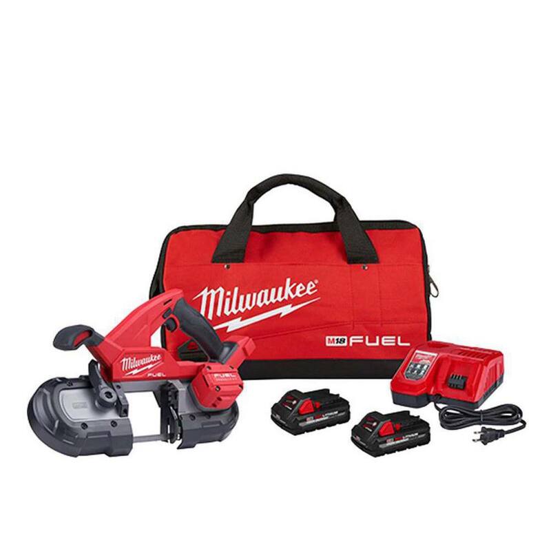 Sierra de cinta compacta Milwaukee M18 FUEL de 18V con motor sin escobillas de iones de litio inalámbrica con dos baterías de alto rendimiento de 3.0 Ah - 2829-22