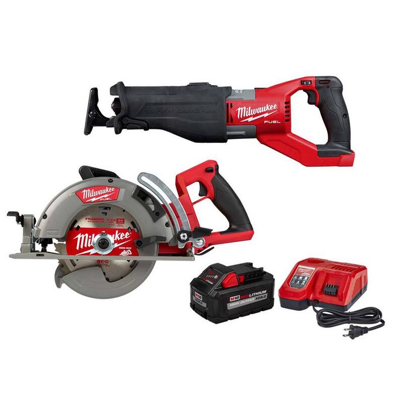 Milwaukee M18 FUEL 18V Lithium-Ion Brushless Super SAWZALL inalámbrica con Sierra circular de 7-1/4 pulgadas y kit inicial de 8.0Ah - 2722-20-2830-20-48-59-1880