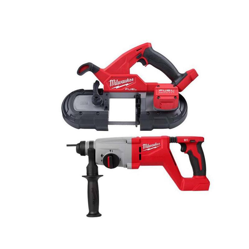 Sierra de cinta compacta sin escobillas inalámbrica Milwaukee M18 FUEL 18V de iones de litio con martillo rotativo SDS Plus de 1 pulgada - 2829-20-2613-20.