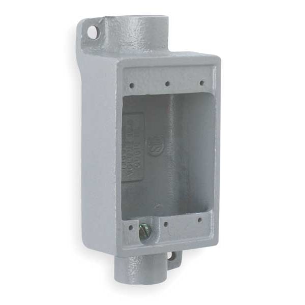 Killark Weatherproof Electrical Box, 18 cu in, FSC Box Type, 1 Gang, Malleable Iron, Rectangular Shape - FSC-2M