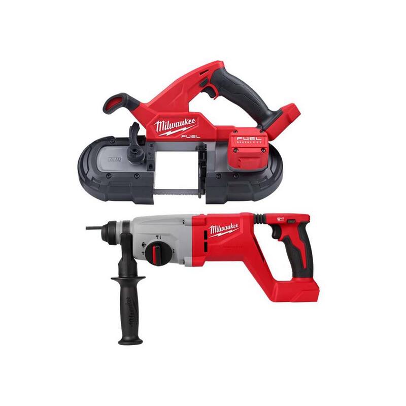 Sierra de cinta compacta sin escobillas inalámbrica Milwaukee M18 FUEL 18V de iones de litio con martillo rotativo SDS Plus de 1 pulgada - 2829-20-2613-20.