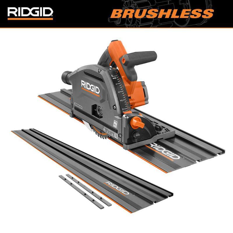 SIERA DE PISTA INALÁMBRICA SIN ESCOBILLAS RIDGID 18V (Herramienta solamente) con (2) Pistas de 27-1/2 pulg., (1) Pista de 60 pulg., y (4) Barras Conectoras - R48630B-AC60TS