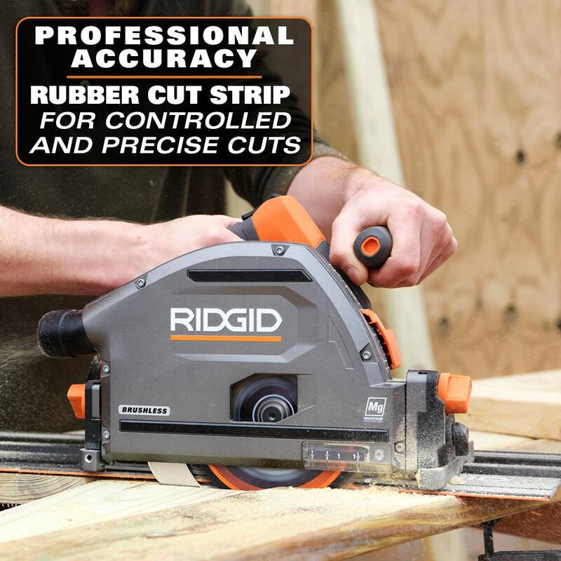 SIERA DE PISTA INALÁMBRICA SIN ESCOBILLAS RIDGID 18V (Herramienta solamente) con (2) Pistas de 27-1/2 pulg., (1) Pista de 60 pulg., y (4) Barras Conectoras - R48630B-AC60TS