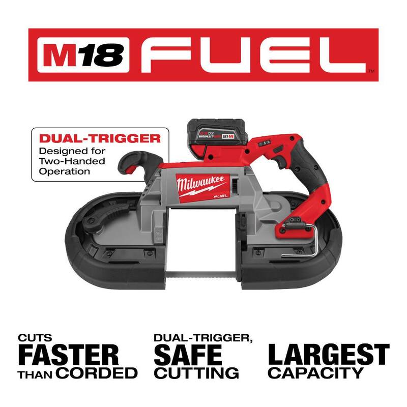 Sierra de banda inalámbrica de corte profundo Milwaukee M18 FUEL 18V de iones de litio sin escobillas con doble gatillo con Kit de dos baterías de 5.0 Ah - 2729S-22.