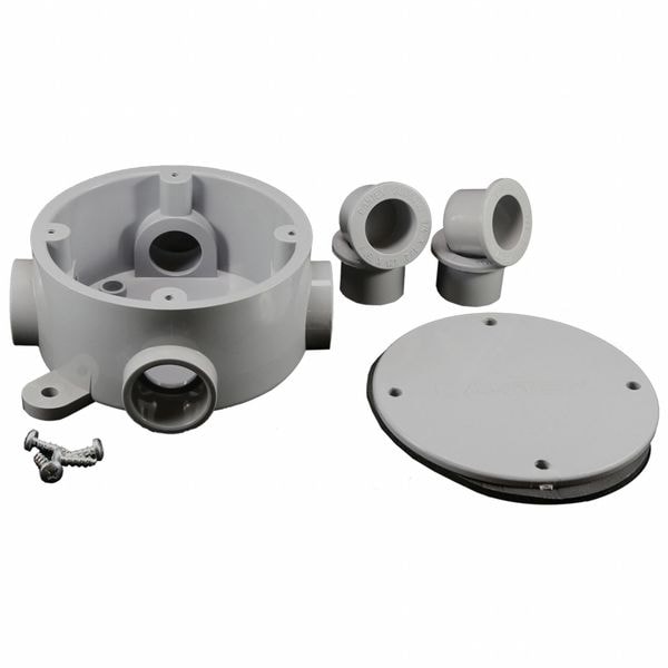 Cantex Weatherproof Junction Box, 15.8 cu in, Junction Box Type, 1 Gang, PVC, Round Shape - 5133690