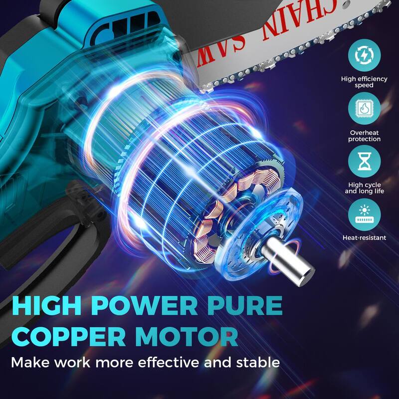 Motosierra mini inalámbrica de 20V y 6 pulgadas con 2 baterías y 2 cadenas - X003K3YUB5-SK1806D