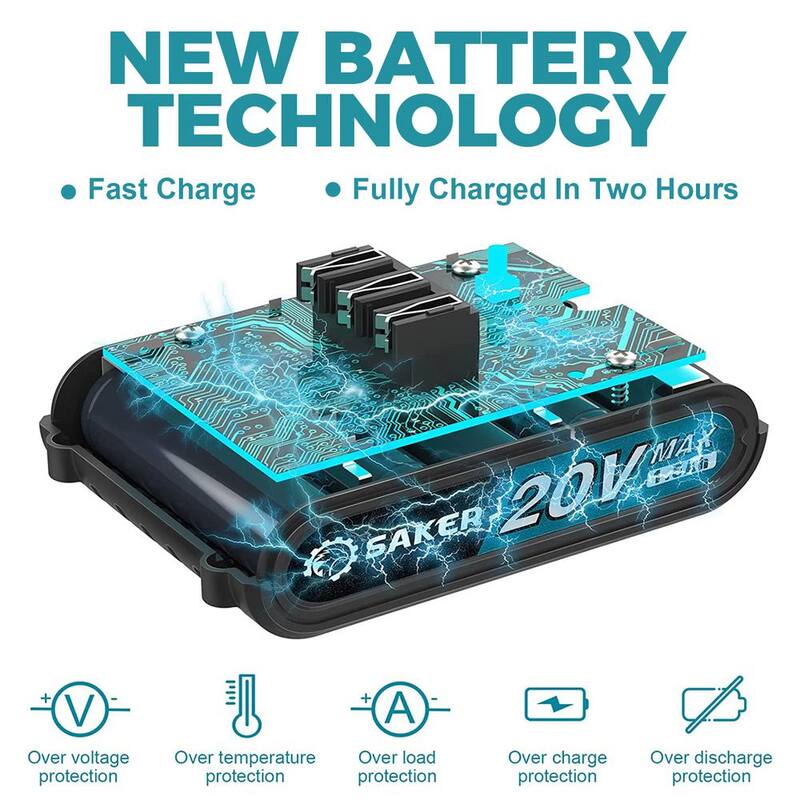 Motosierra mini inalámbrica de 20V y 6 pulgadas con 2 baterías y 2 cadenas - X003K3YUB5-SK1806D