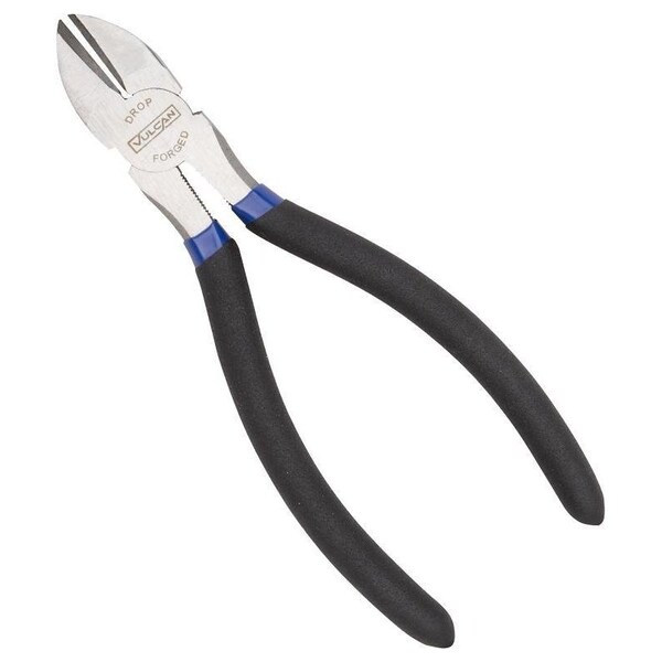 Vulcan Diagonal Cutting Plier, 6 in OAL, 1.2 mm Cutting Capacity, 0.75 in Jaw Opening, Black/Blue Handle - JL-NP014