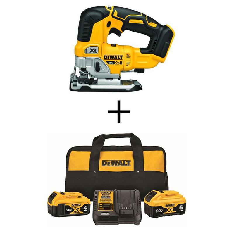 Sierra de calar inalámbrica sin escobillas DEWALT 20V MAX XR, (1) Batería de 20V 6.0Ah y (1) Batería de 20V 4.0Ah, y Cargador - DCS334BDCB246CK