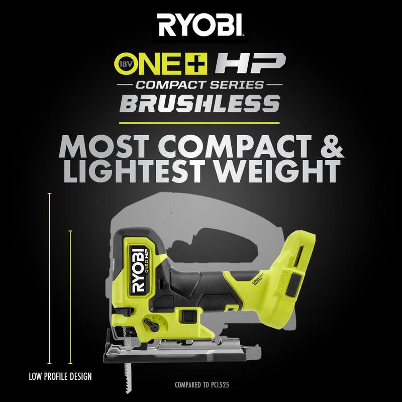 RYOBI ONE+ HP 18V Sierra de calar compacta inalámbrica con agarre de barril sin escobillas (Herramienta solamente) - PSBJS01B