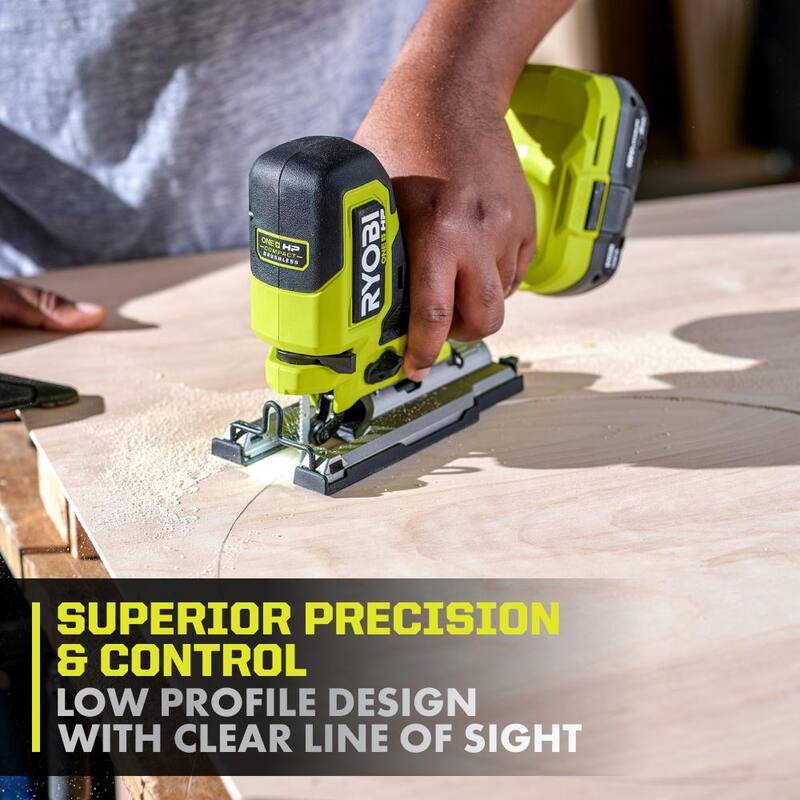 RYOBI ONE+ HP 18V Sierra de calar compacta inalámbrica con agarre de barril sin escobillas (Herramienta solamente) - PSBJS01B