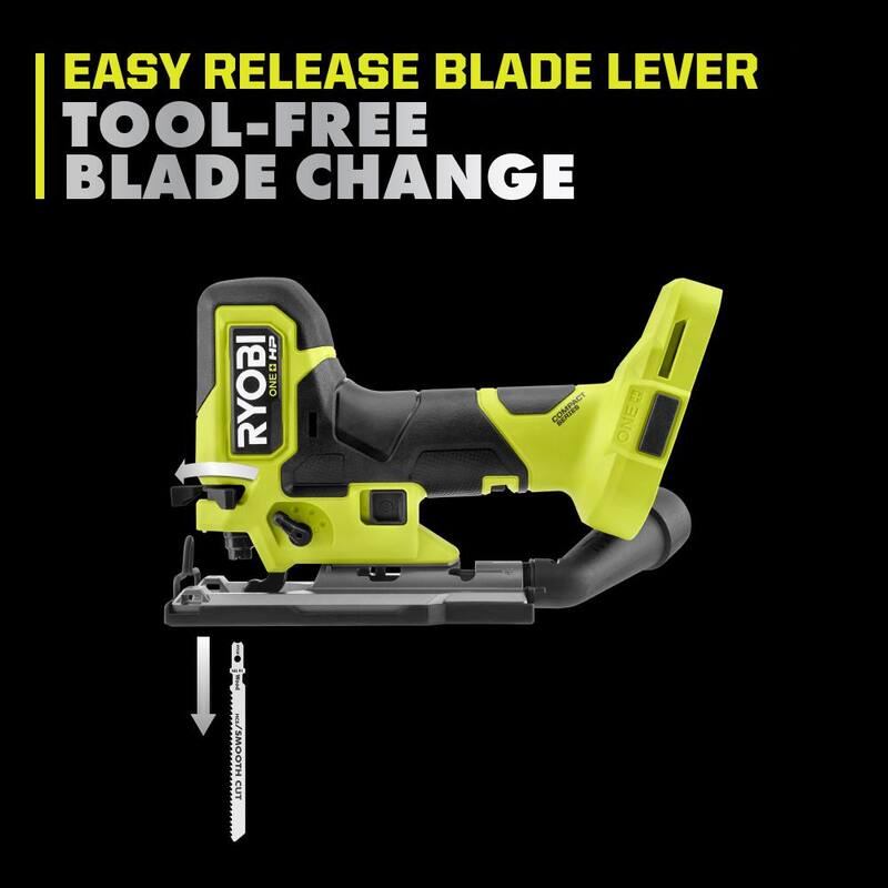 RYOBI ONE+ HP 18V Sierra de calar compacta inalámbrica con agarre de barril sin escobillas (Herramienta solamente) - PSBJS01B