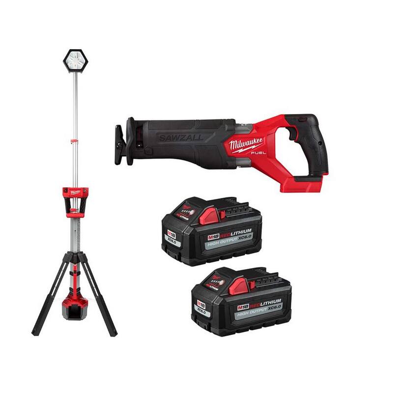 Milwaukee M18 FUEL GEN-2 Sierra SAWZALL inalámbrica sin escobillas de 18 voltios de iones de litio con luz de torre, dos baterías de 6 Ah HO - 2821-20-2131-20-48-11-1862.