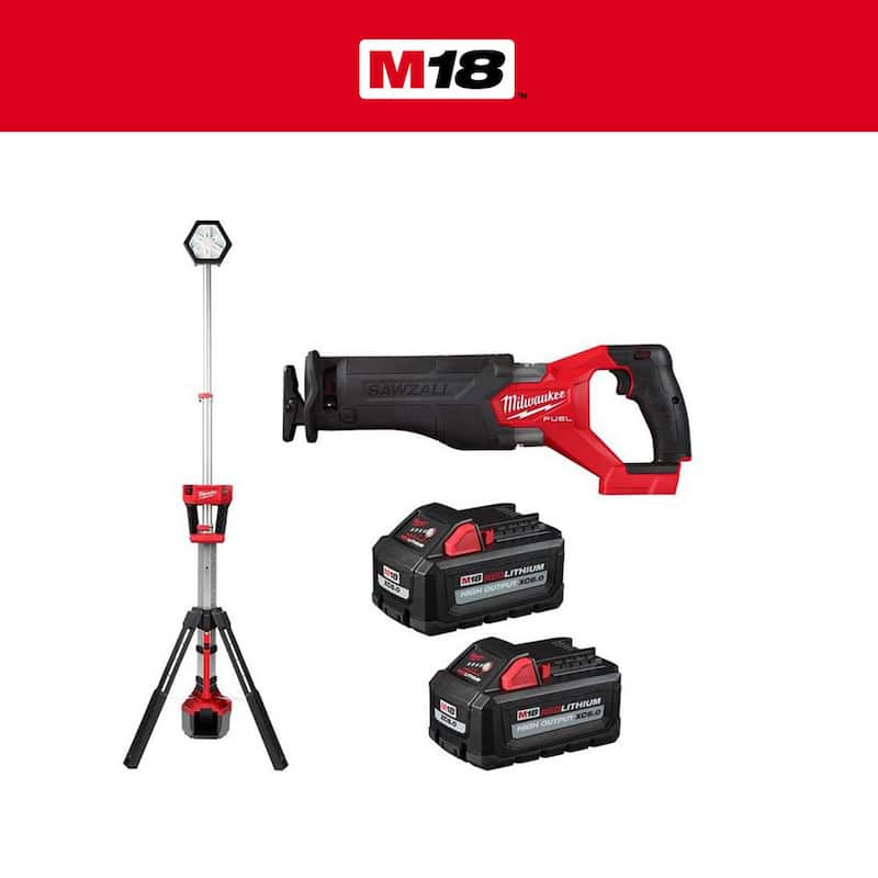 Milwaukee M18 FUEL GEN-2 Sierra SAWZALL inalámbrica sin escobillas de 18 voltios de iones de litio con luz de torre, dos baterías de 6 Ah HO - 2821-20-2131-20-48-11-1862.
