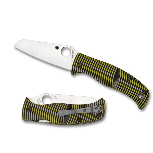 Spyderco 2022 Spyderco Caribbean G-10 Yellow/Black Lc200N/Sheepfoot Serrated - SPY-C217GSSF