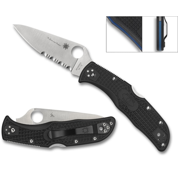 Spyderco 2023 Spyderco Reveal 8 Endela Tunnel To Towers Foundation, Lightweight Black, Flat Ground Combo - SPY-C243FPSBKBL