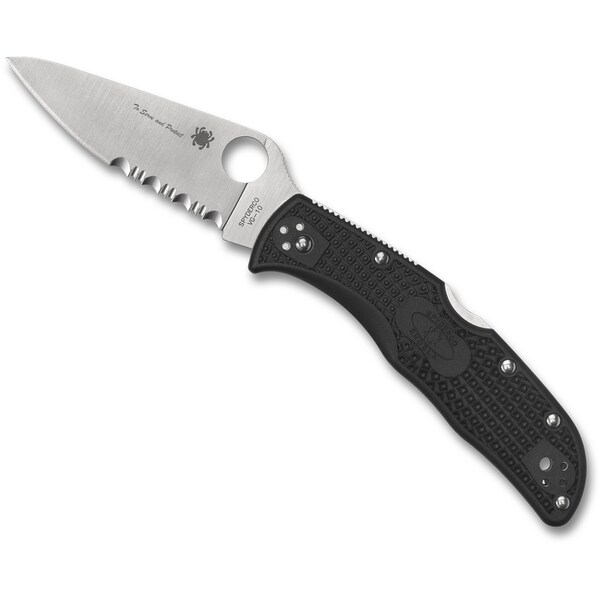Spyderco 2023 Spyderco Reveal 8 Endela Tunnel To Towers Foundation, Lightweight Black, Flat Ground Combo - SPY-C243FPSBKBL