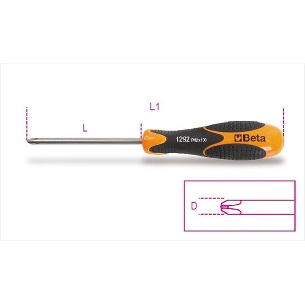 Beta Beta Tools 012920409 1292INOX 4.5 X 80 mm. - Screwdrivers Cross Head Phillips - 12920409