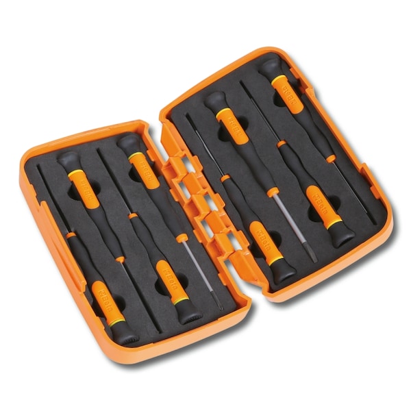 Beta 1257LP Set of 8 Micro-Screwdrivers for Slotted Head Screws in Hard Case - 012570200