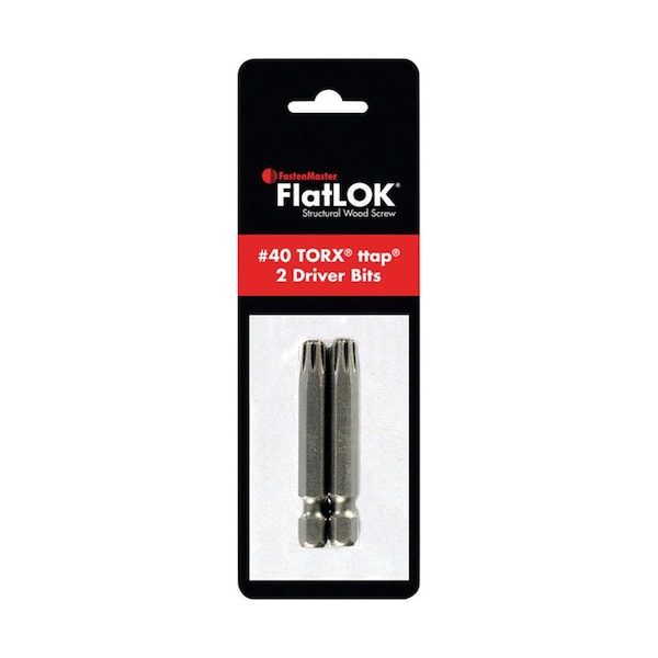 Fastenmaster FlatLOK Torx Ttap No. 40 x 2 in. Driver Bit - Steel 0.25 in. Hex, 2 Piece - FA5793
