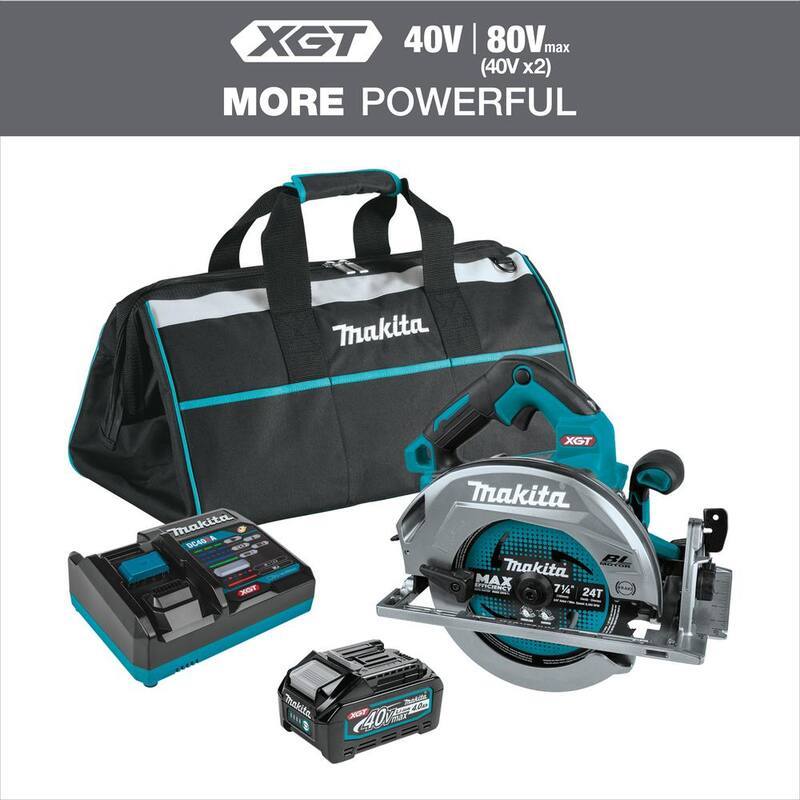 Sierra circular inalámbrica sin escobillas Makita 40V Max XGT de 7-1/4 pulgadas, kit con capacidad de AWS (4.0Ah) - GSH01M1