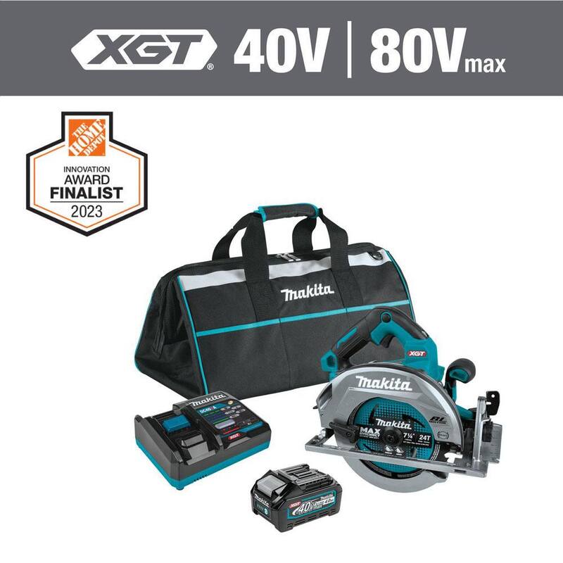 Sierra circular inalámbrica sin escobillas Makita 40V Max XGT de 7-1/4 pulgadas, kit con capacidad de AWS (4.0Ah) - GSH01M1