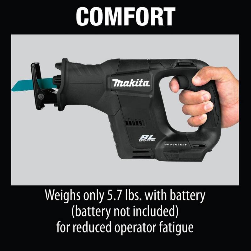 Sierra recíproca inalámbrica sin escobillas de ion de litio subcompacta de velocidad variable Makita 18V LXT (herramienta solamente) - XRJ07ZB