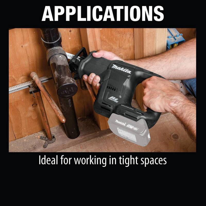 Sierra recíproca inalámbrica sin escobillas de ion de litio subcompacta de velocidad variable Makita 18V LXT (herramienta solamente) - XRJ07ZB