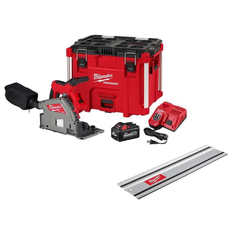 Milwaukee M18 FUEL 18V Sierra de pista sumergible inalámbrica sin escobillas de 6-1/2 pulgadas con kit de guía de riel de sierra de 31 pulgadas - 2831-21-48-08-0570