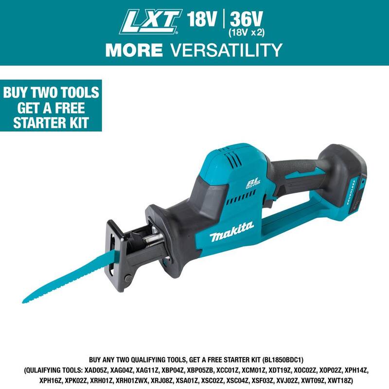 Sierra reciproca compacta inalámbrica sin escobillas de litio de 18V LXT de Makita (herramienta solamente) - XRJ08Z