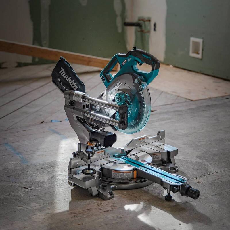 Sierra ingleteadora compuesta deslizante de doble bisel sin escobillas inalámbrica Makita 40V Max XGT de 8-1/2 pulgadas, Capaz de AWS (Herramienta Solo) - GSL02Z