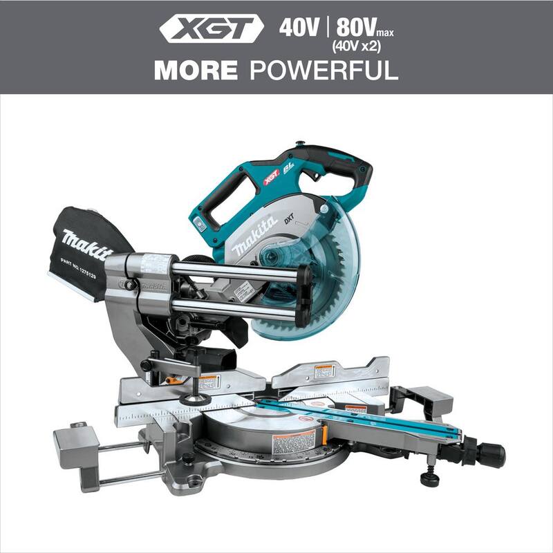 Sierra ingleteadora compuesta deslizante de doble bisel sin escobillas inalámbrica Makita 40V Max XGT de 8-1/2 pulgadas, Capaz de AWS (Herramienta Solo) - GSL02Z
