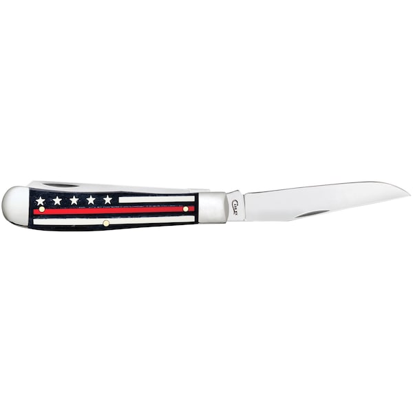 Case Cutlery 2023 Case Stripes Of Service Smooth Black Bone W/Color Inlays Red Line Trapper 6254 Ss - CAS-07310