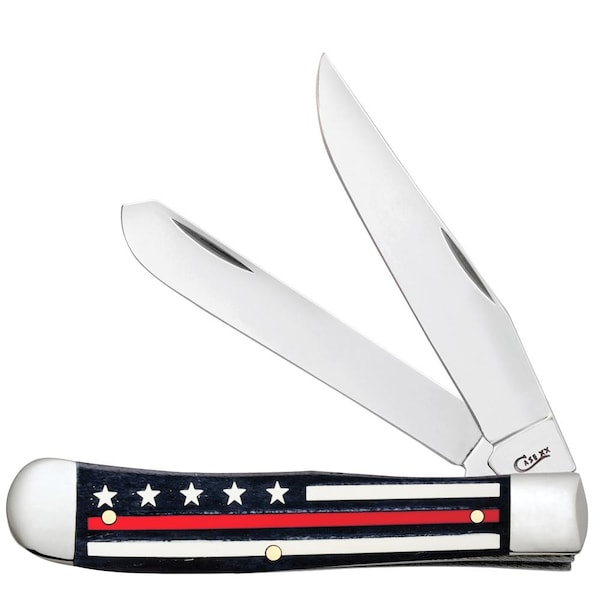 Case Cutlery 2023 Case Stripes Of Service Smooth Black Bone W/Color Inlays Red Line Trapper 6254 Ss - CAS-07310