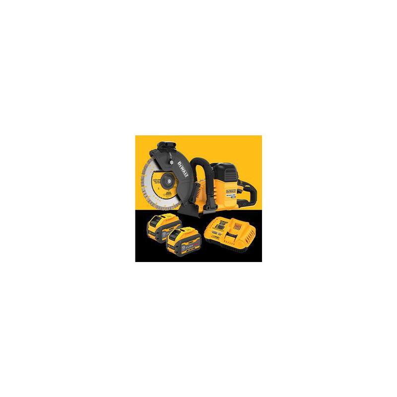 Sierras ingleteadoras para cortar Dewalt FLEXVOLT 60V MAX inalámbrica de 9 pulgadas y (2) baterías FLEXVOLT 9.0 Ah - DCS692X2