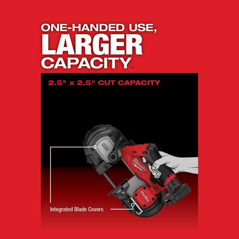 Milwaukee M12 FUEL 12V Sierra de cinta compacta inalámbrica de iones de litio XC con kit de (4) hojas de sierra de cinta - 2529-21XC-48-39-0631