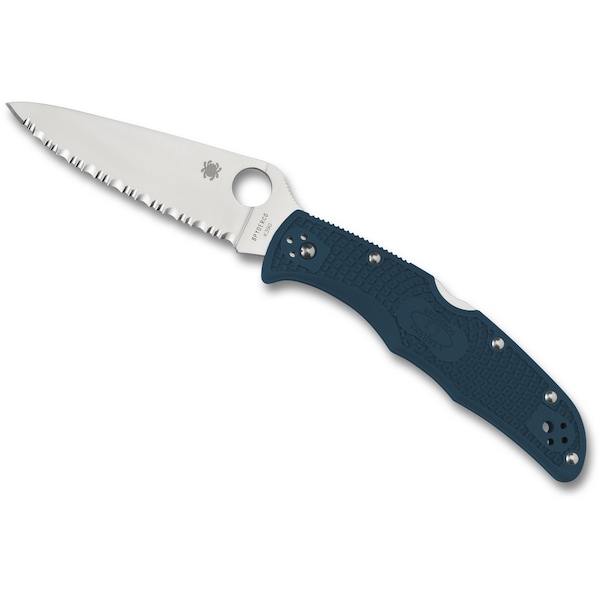 Spyderco 2023 Spyderco Endura 4, Lightweight Blue, Serrated K390 Steel, Reveal 7 - SPY-C10FSK390