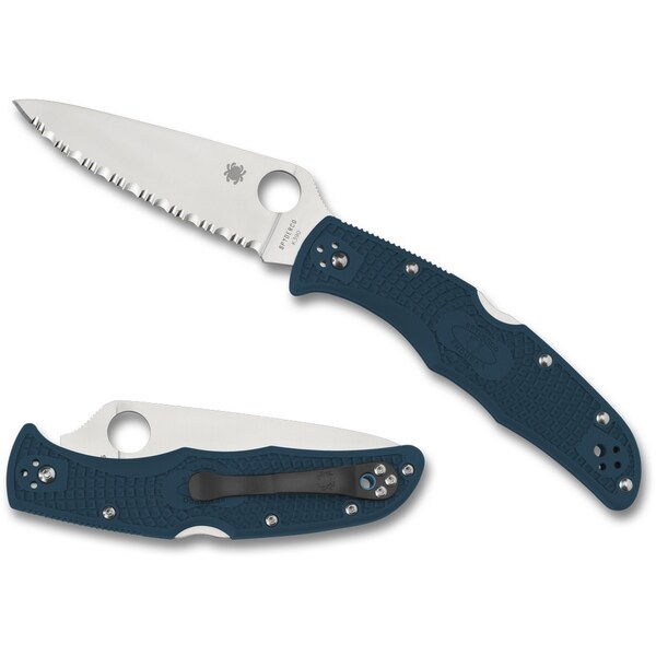 Spyderco 2023 Spyderco Endura 4, Lightweight Blue, Serrated K390 Steel, Reveal 7 - SPY-C10FSK390