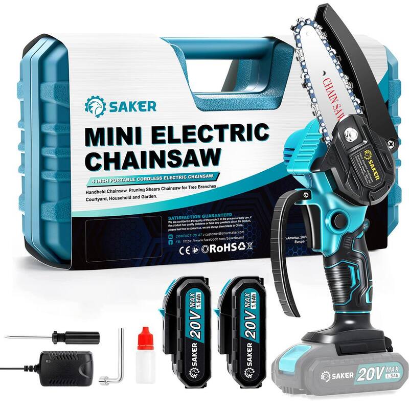 Motosierra inalámbrica mini Saker 20V de 4 pulgadas que incluye 2 baterías - GJ15990-X9313