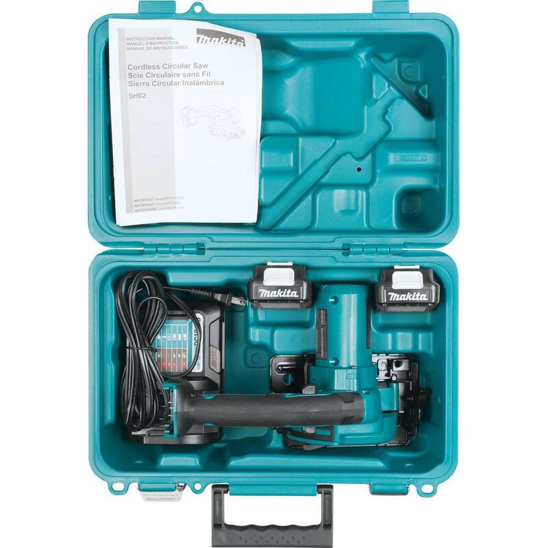 Sierra circular inalámbrica Makita 12V max CXT de 3-3/8 pulgadas con batería de iones de litio, kit y estuche (2.0Ah) - SH02R1