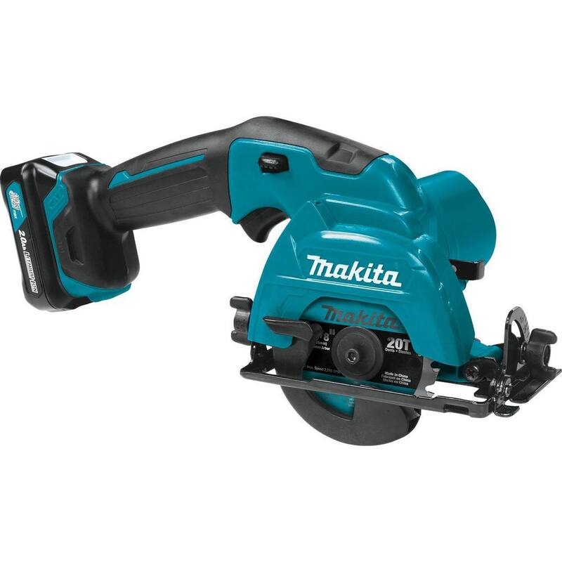 Sierra circular inalámbrica Makita 12V max CXT de 3-3/8 pulgadas con batería de iones de litio, kit y estuche (2.0Ah) - SH02R1