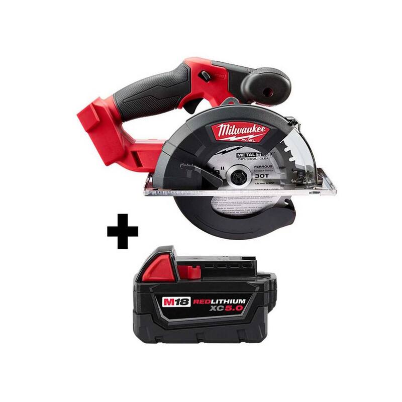 Sierra circular de metal inalámbrica Milwaukee M18 FUEL de 18 voltios con tecnología de iones de litio sin escobillas de 5-3/8 pulgadas con batería M18 5.0Ah gratuita - 2782-20-48-11-1850.