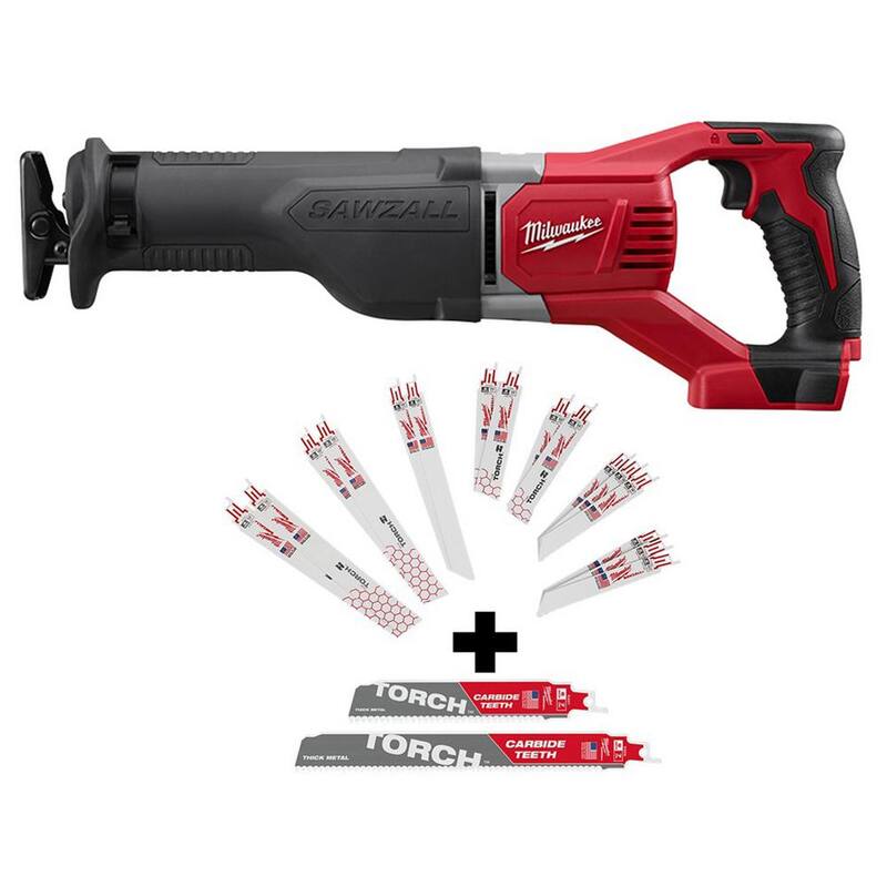 Sierra Sable Inalámbrica Milwaukee M18 18V de Ion de Litio con Juego de Hojas SAWZALL (18 piezas) - 2621-20-49-22-1216Y