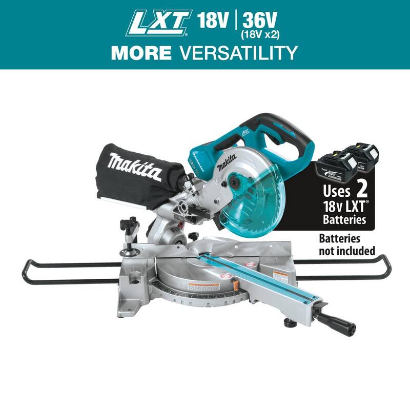 Sierra ingleteadora compuesta deslizante sin escobillas de ion de litio LXT de 18V X2 de Makita de 1/2 pulgada (herramienta solamente) - XSL02Z.