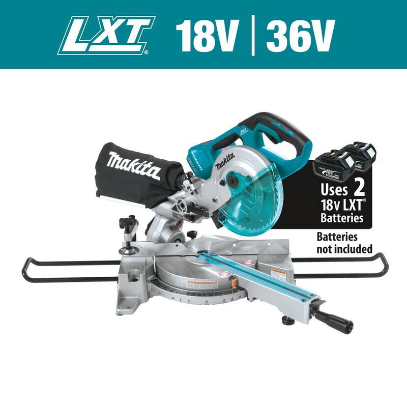 Sierra ingleteadora compuesta deslizante sin escobillas de ion de litio LXT de 18V X2 de Makita de 1/2 pulgada (herramienta solamente) - XSL02Z.