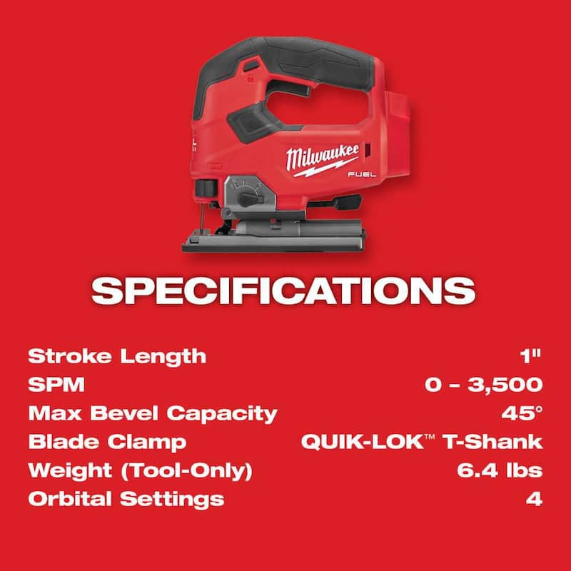 Sierra de vaivén inalámbrica Milwaukee M18 FUEL de 18 voltios con motor sin escobillas de iones de litio y batería M18 5.0 Ah - 2737-20-48-11-1850