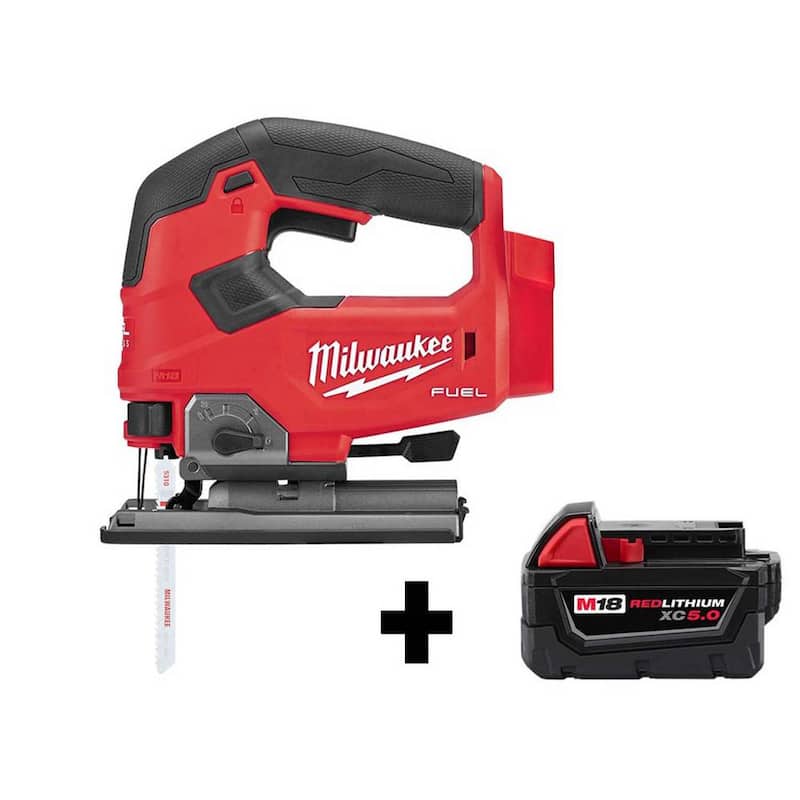 Sierra de vaivén inalámbrica Milwaukee M18 FUEL de 18 voltios con motor sin escobillas de iones de litio y batería M18 5.0 Ah - 2737-20-48-11-1850